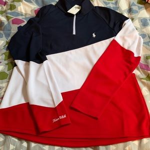 ❤️🤍💙 Polo by RL Ralph Lauren womens long sleeved 1/2 zip athletic shirt, EUC!